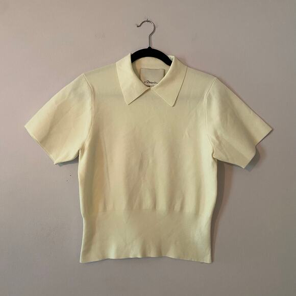 3.1 Phillip Lim Tops - 3.1 Phillip Lim Cream Preppy Sweater Shirt Collar Minimalist Stretchy Small